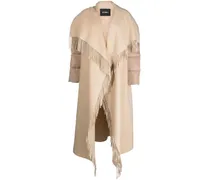 Gesteppter Daunenmantel mit Fransen - Braun