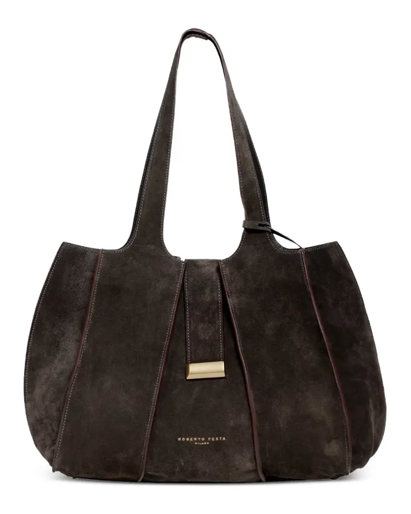 FESTA Milano Gerippte Eloise Shopping Schultertasche - Braun Braun