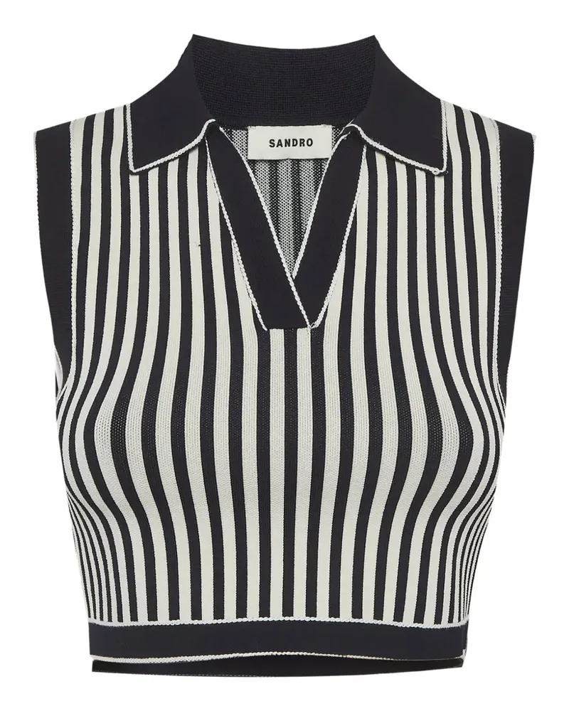 Sandro striped cropped polo shirt - Schwarz Schwarz