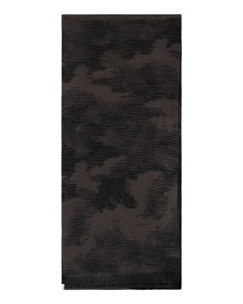 Ermenegildo Zegna camouflage-pattern frayed-edge scarf - Braun Braun