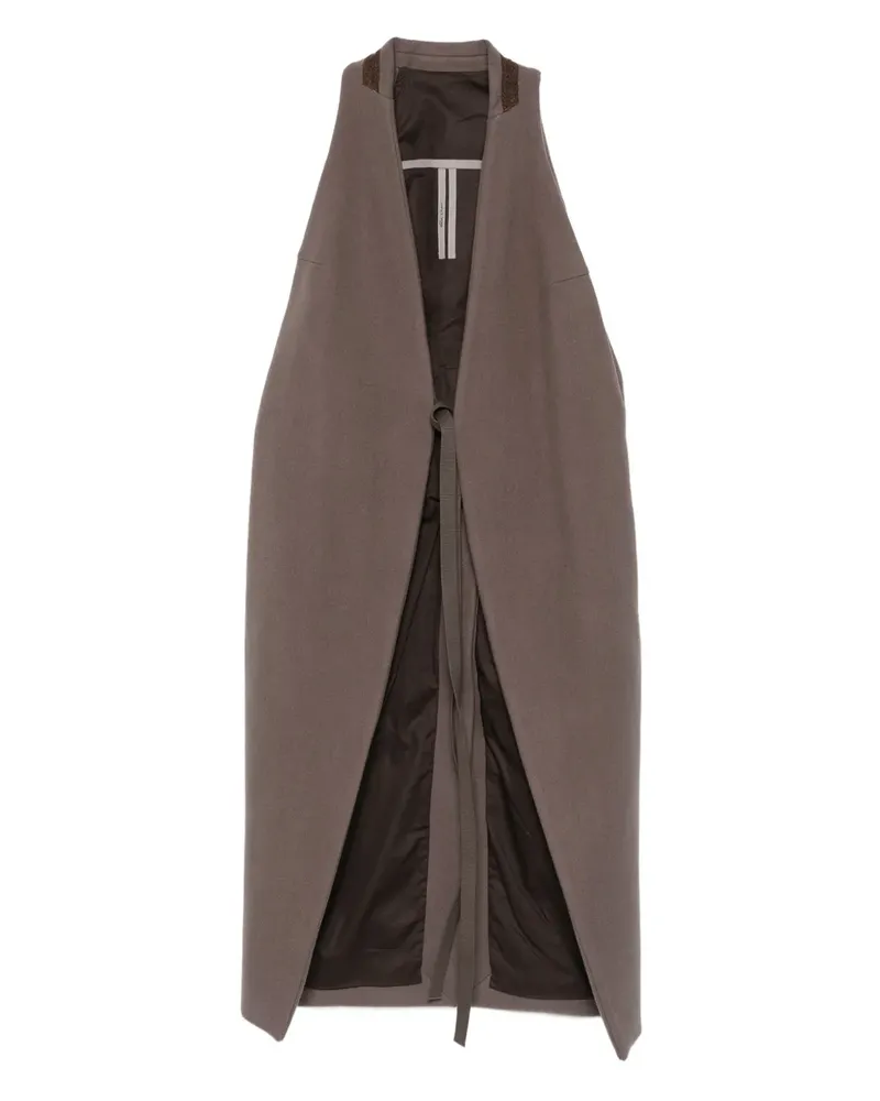 Rick Owens tie-fastening sleeveless cape - Grau Grau