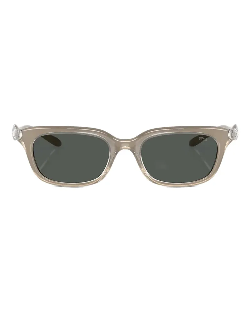 Diesel Eckige Sonnenbrille mit Logo-Schild - Nude Nude