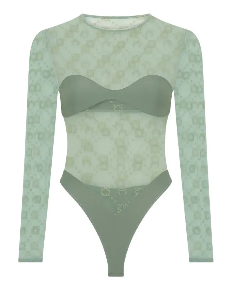 Marine Serre Moonogram long-sleeve bodysuit - Grün Grün