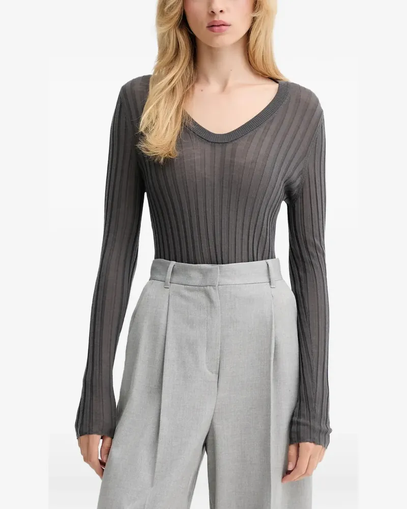 IRO Hattie ribbed V-neck sweater - Grau Grau