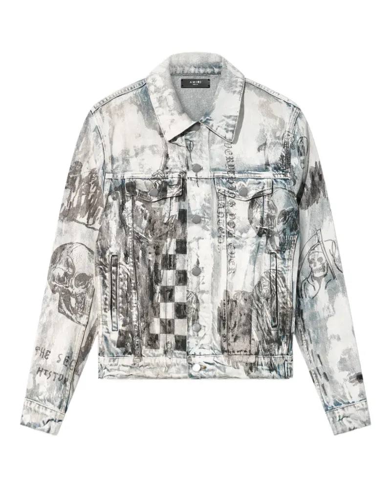 Amiri Wes Lang sketch-print denim jacket - Blau Blau
