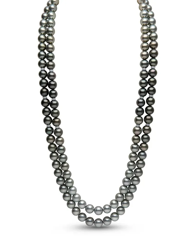 YOKO London 18kt Ombré Weißgoldhalskette mit Perle und Diamant - Silber Silber