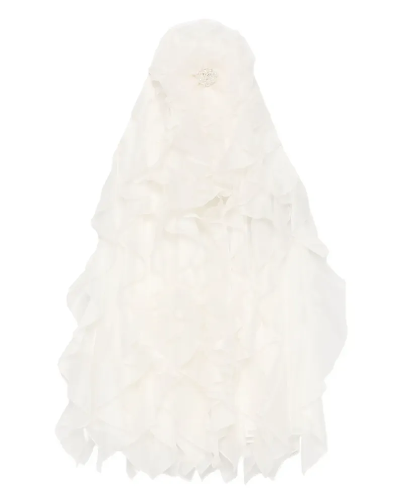 Retrofête Arina ruffled flower mini dress - Weiß Weiß