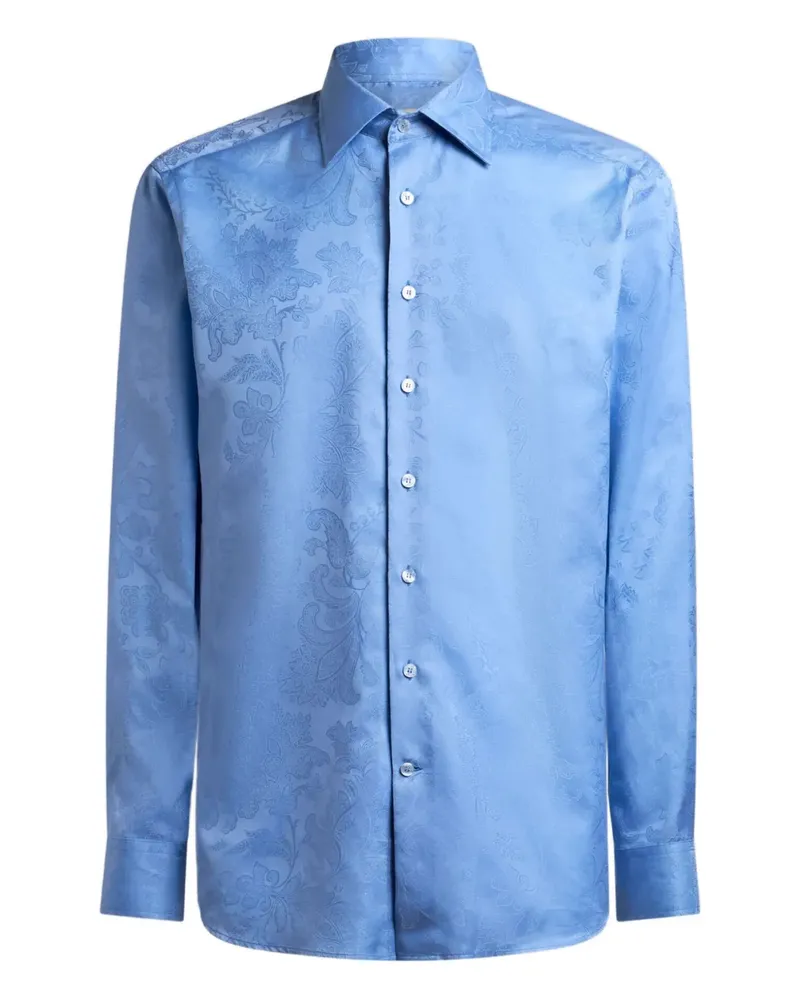 Etro Jacquard-Hemd mit Blumen - Blau Blau