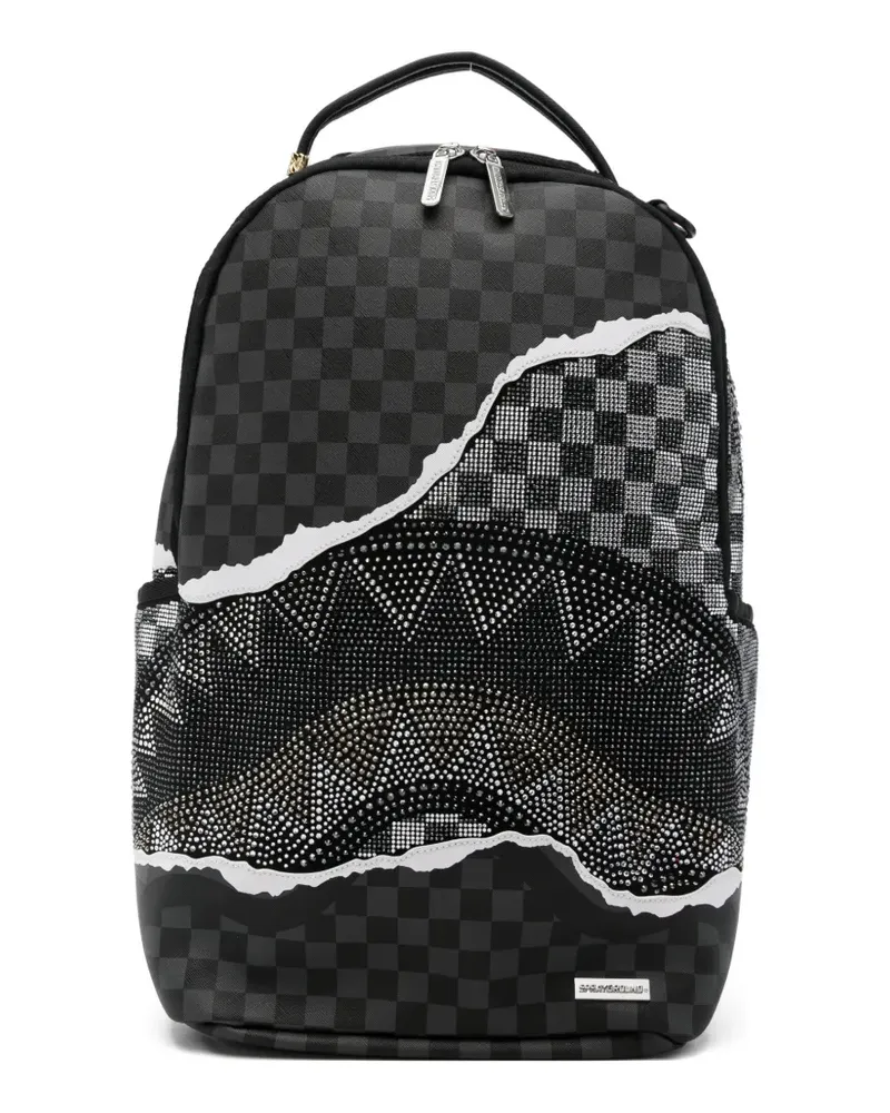 Sprayground Diamond Tear Rucksack mit Schachbrettmuster - Schwarz Schwarz