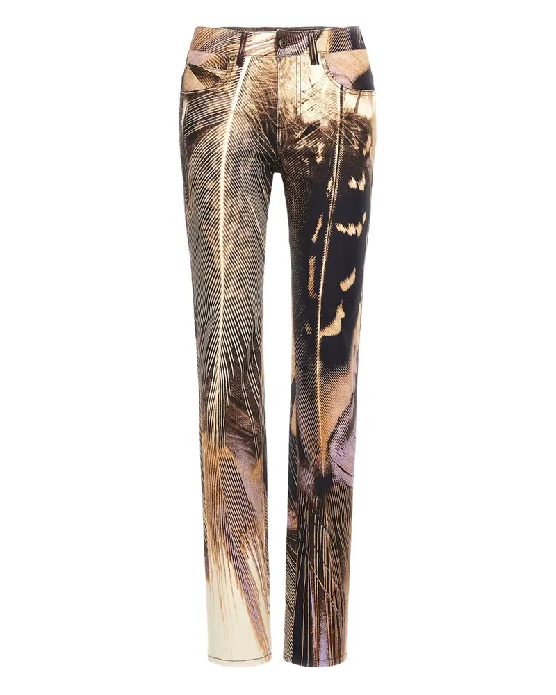Roberto Cavalli Gerade Jeans mit Feder-Print - Braun Braun