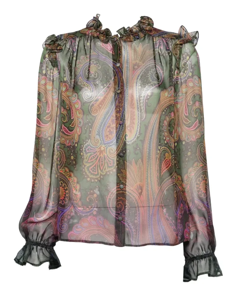 Etro paisley ruffled blouse - Grün Grün