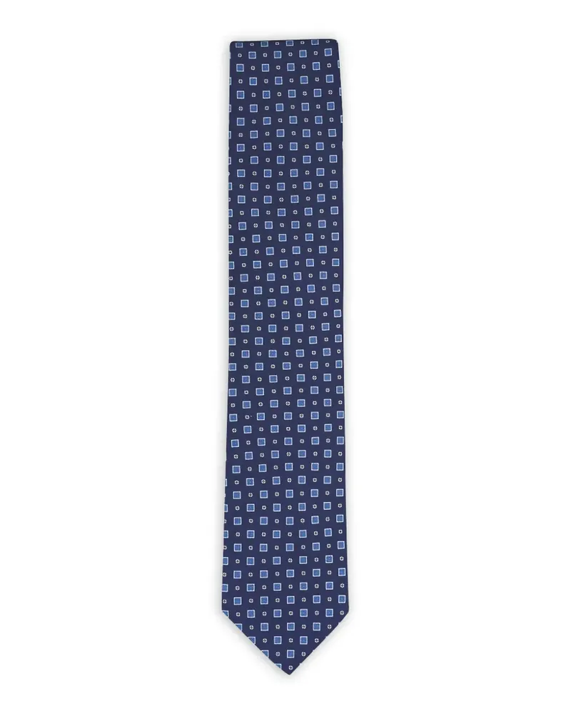 Eton geometric-print silk tie - Blau Blau