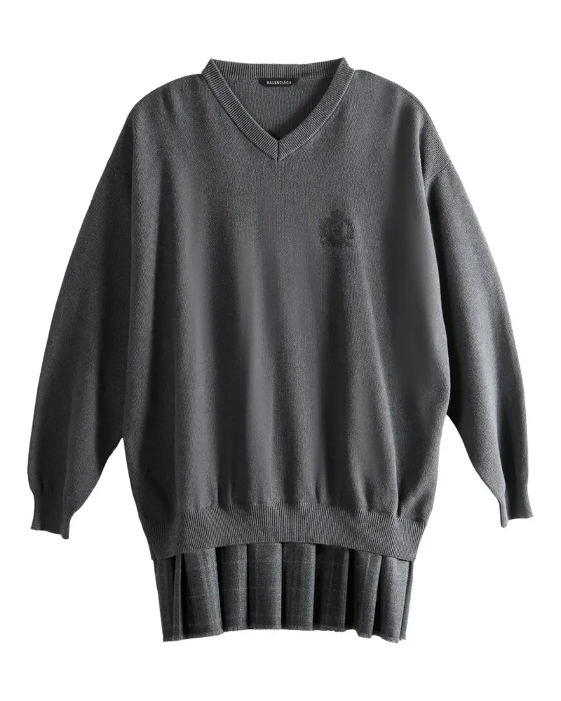 Balenciaga V-neck pleated dress - Grau Grau