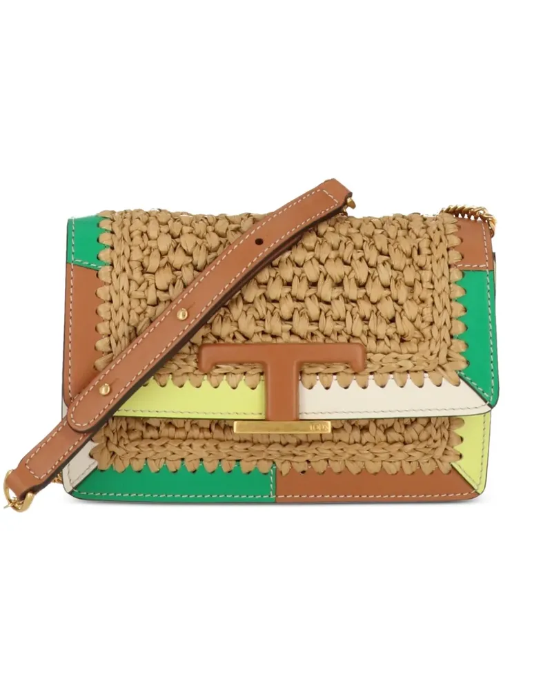 TOD'S woven-panel shoulder bag - Nude Nude