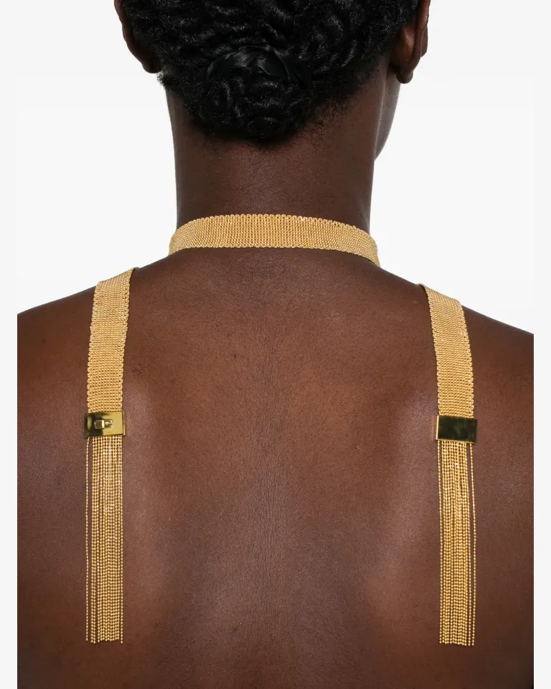 Elisabetta Franchi fringe-detail necklace - Gold Gold