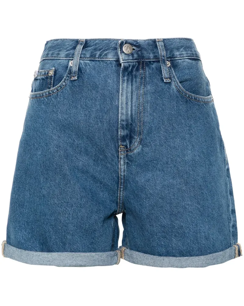 Calvin Klein Jeans-Shorts mit hohem Bund - Blau Blau