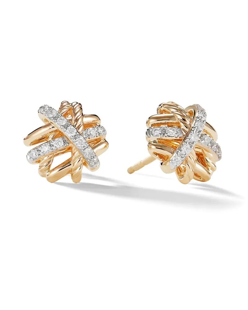 David Yurman 18kt Crossover Gelbgoldohrstecker mit Diamanten 11mm Gold