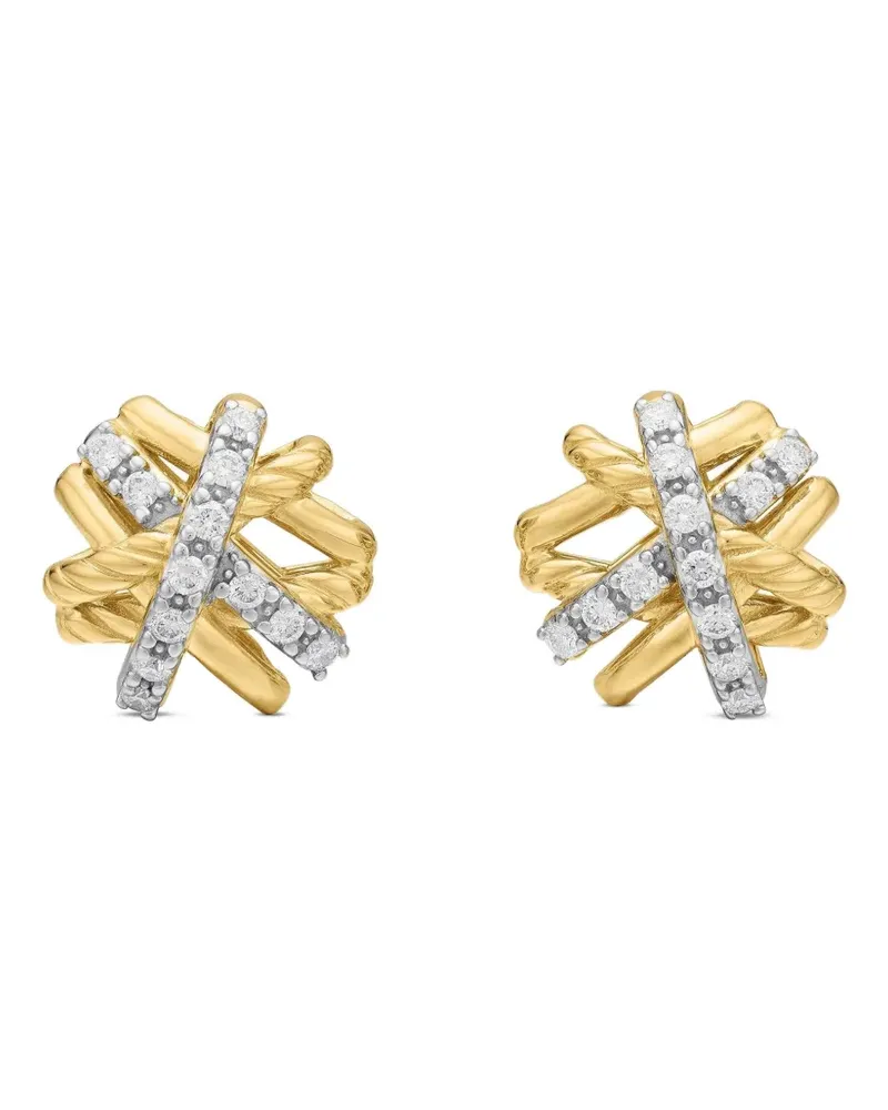 David Yurman 18kt Crossover Gelbgoldohrstecker mit Diamanten 11mm Gold