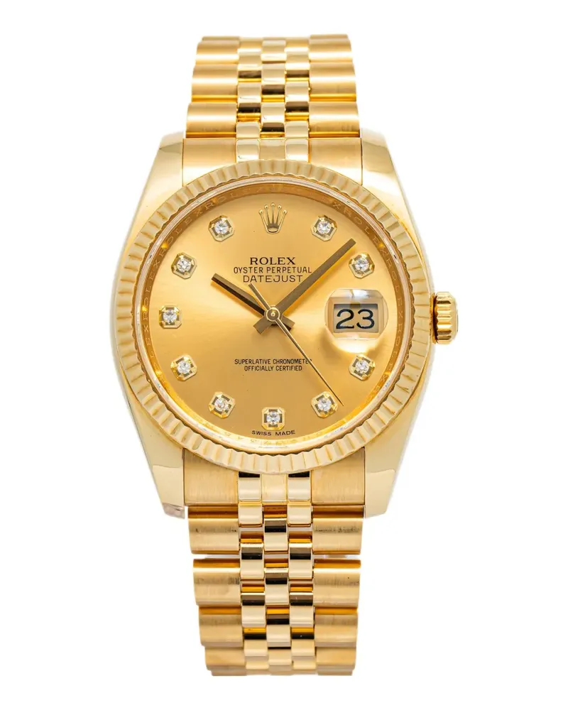 Rolex Datejust Armbanduhr mit geriffelter Lünette 36mm - Gold Gold