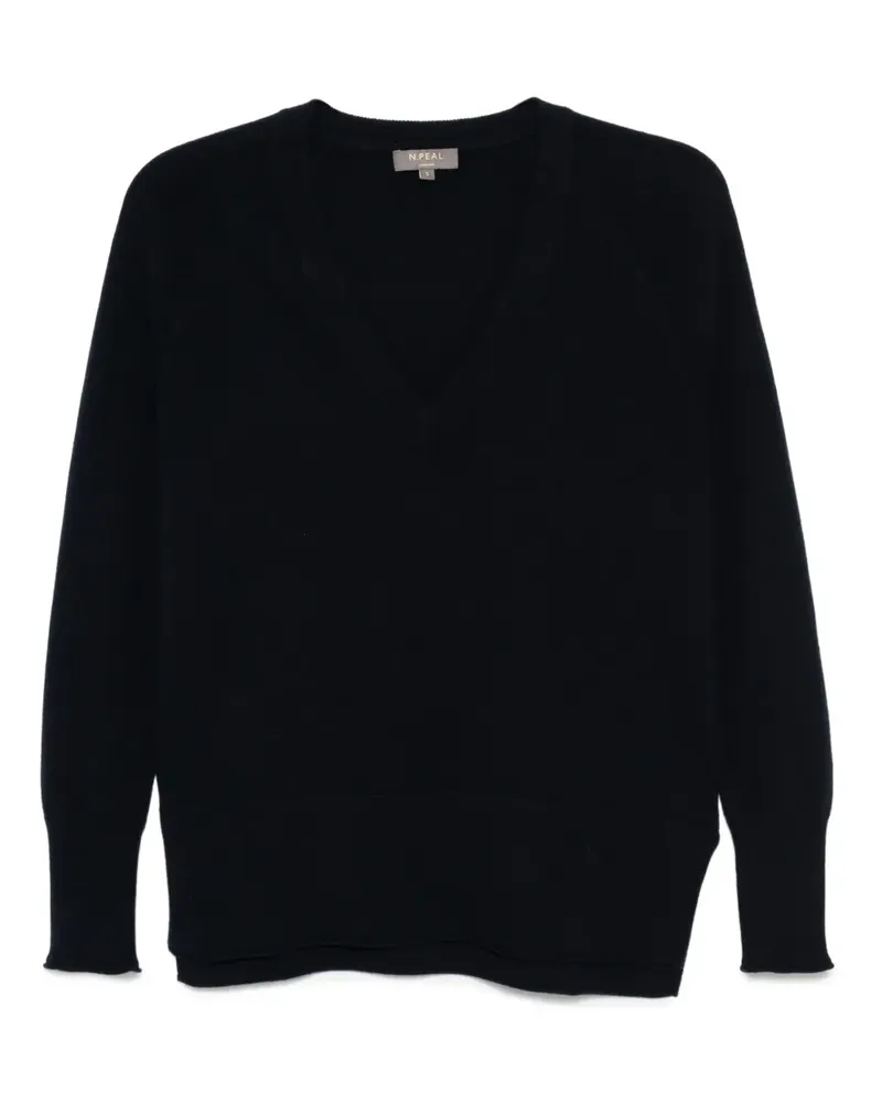 N.Peal Kaschmirpullover mit V-Ausschnitt - Blau Blau