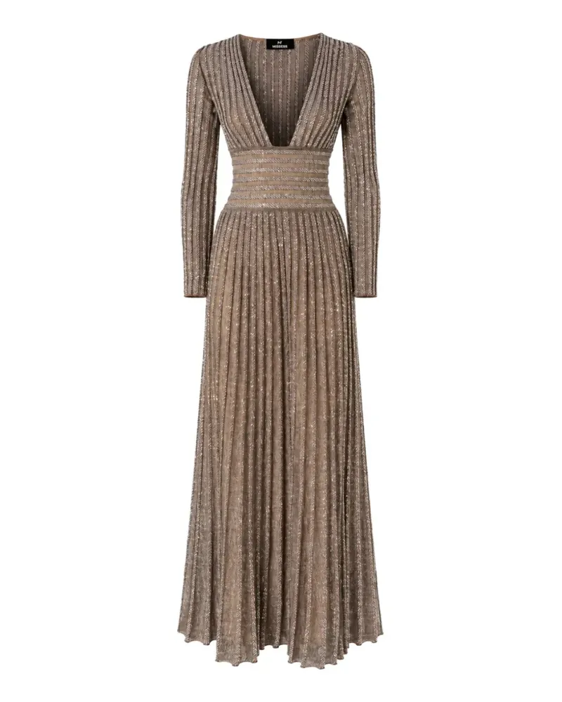 Missoni long-sleeve deep neckline maxi dress - Rosa Rosa