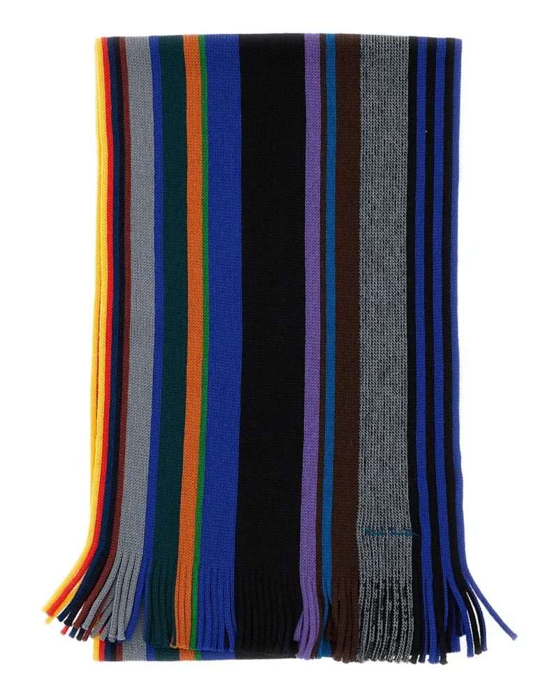 Paul Smith signature-stripe fringed scarf - Schwarz Schwarz