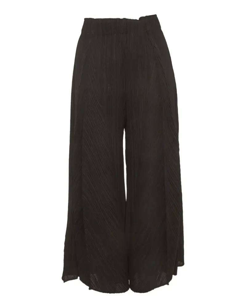 FourTwoFour on Fairfax Weite Hose mit Knitteroptik - Schwarz Schwarz