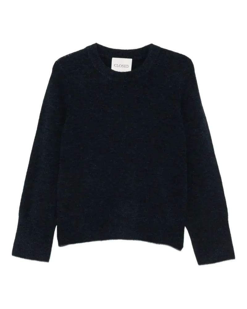 Closed crew-neck knitted sweater - Blau Blau