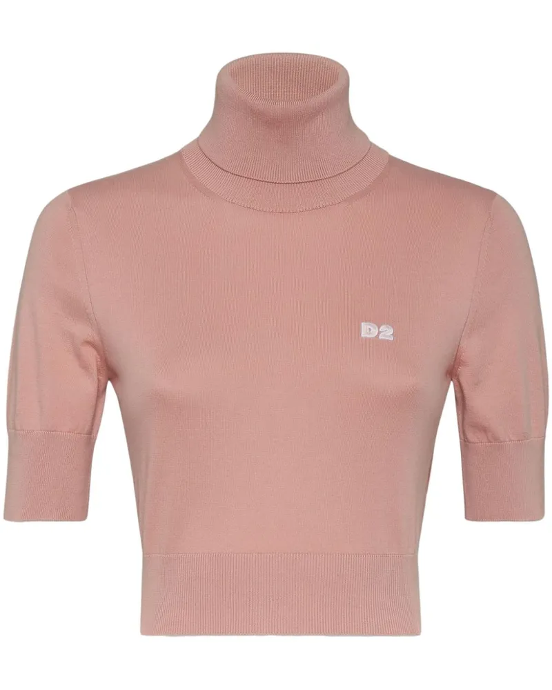 Dsquared2 D2 Cropped-Top mit Rollkragen - Rosa Rosa