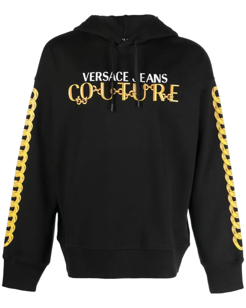 Versace Jeans Hoodie mit Logo-Print Schwarz