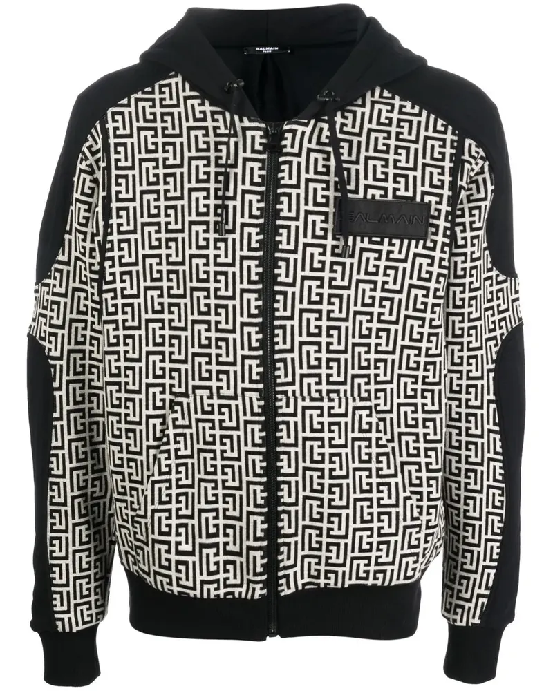 Balmain Hoodie mit Monogramm - Schwarz Schwarz