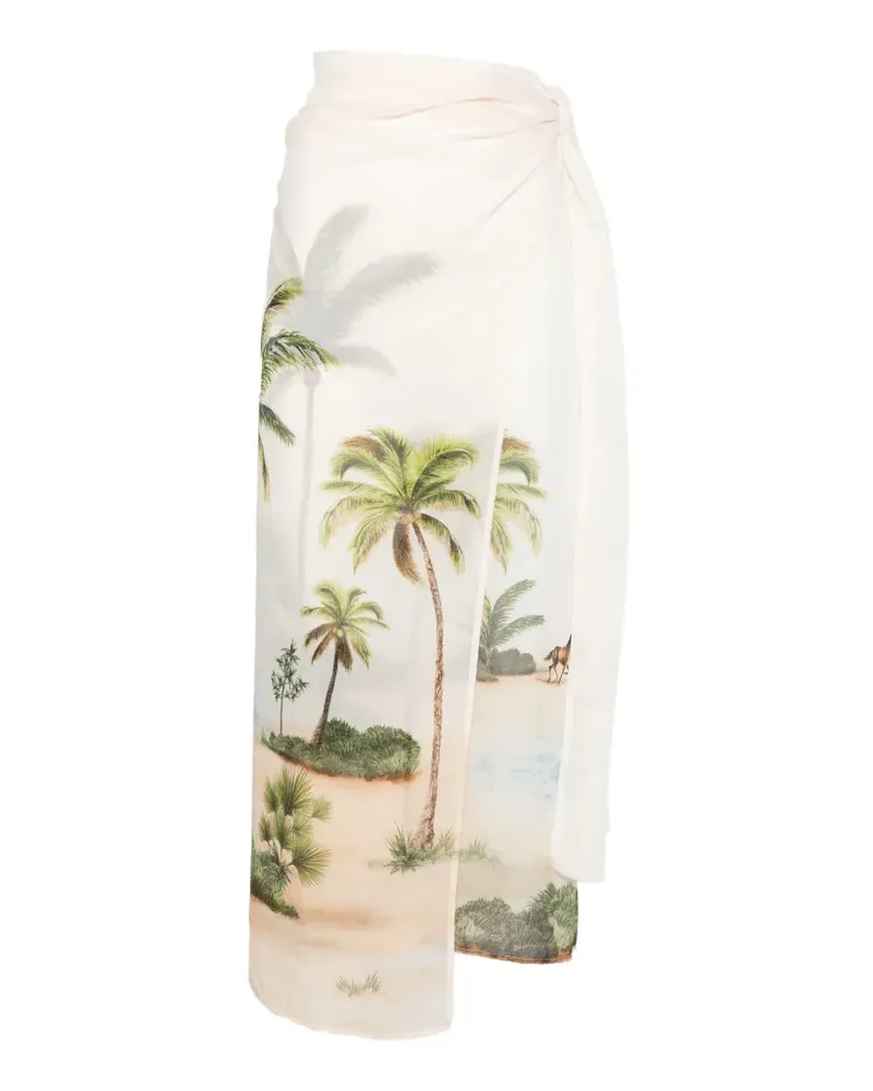 AGUA BENDITA Lavanda tropical-print sarong - Nude Nude