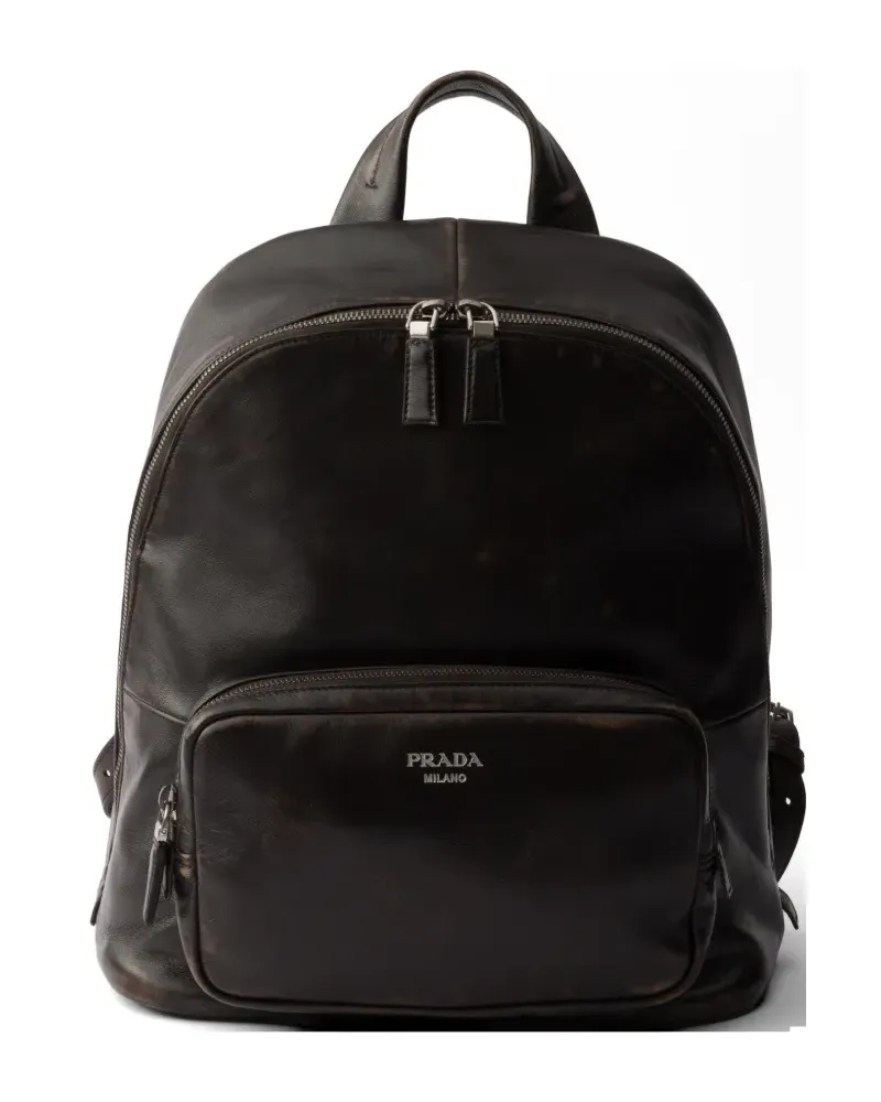 Prada distressed nappa leather backpack - Braun Braun