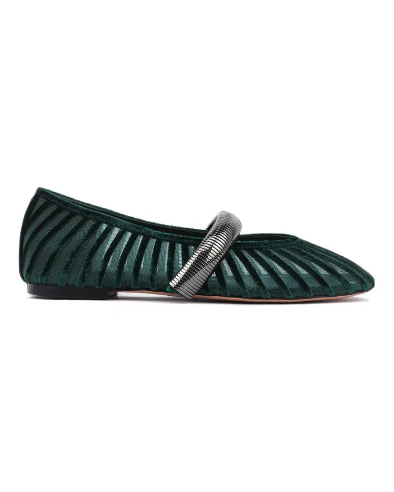 Lola Cruz Alexa Ballerinas mit Samteinsatz - Grün Grün