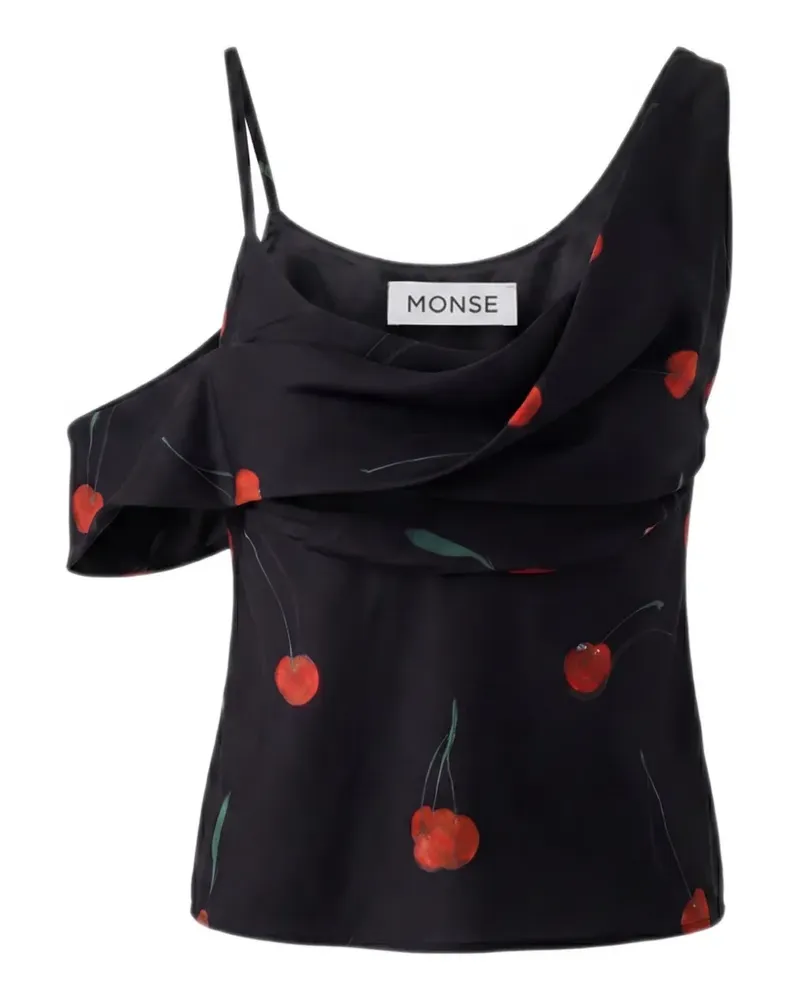 Monse cherry-print draped top - Schwarz Schwarz