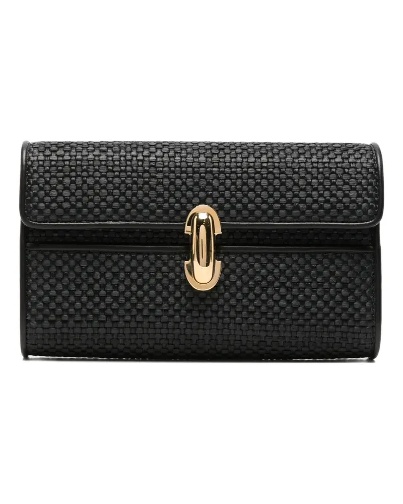 SAVETTE woven leather-trim shoulder bag - Schwarz Schwarz