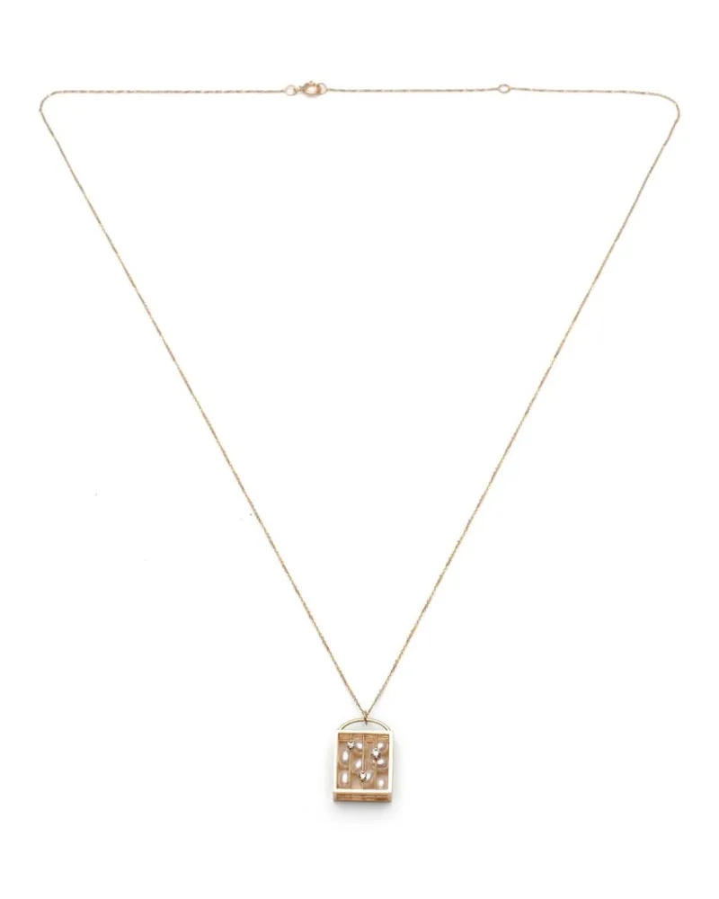WWAKE 14kt recycled yellow diamond and pearl necklace Gold
