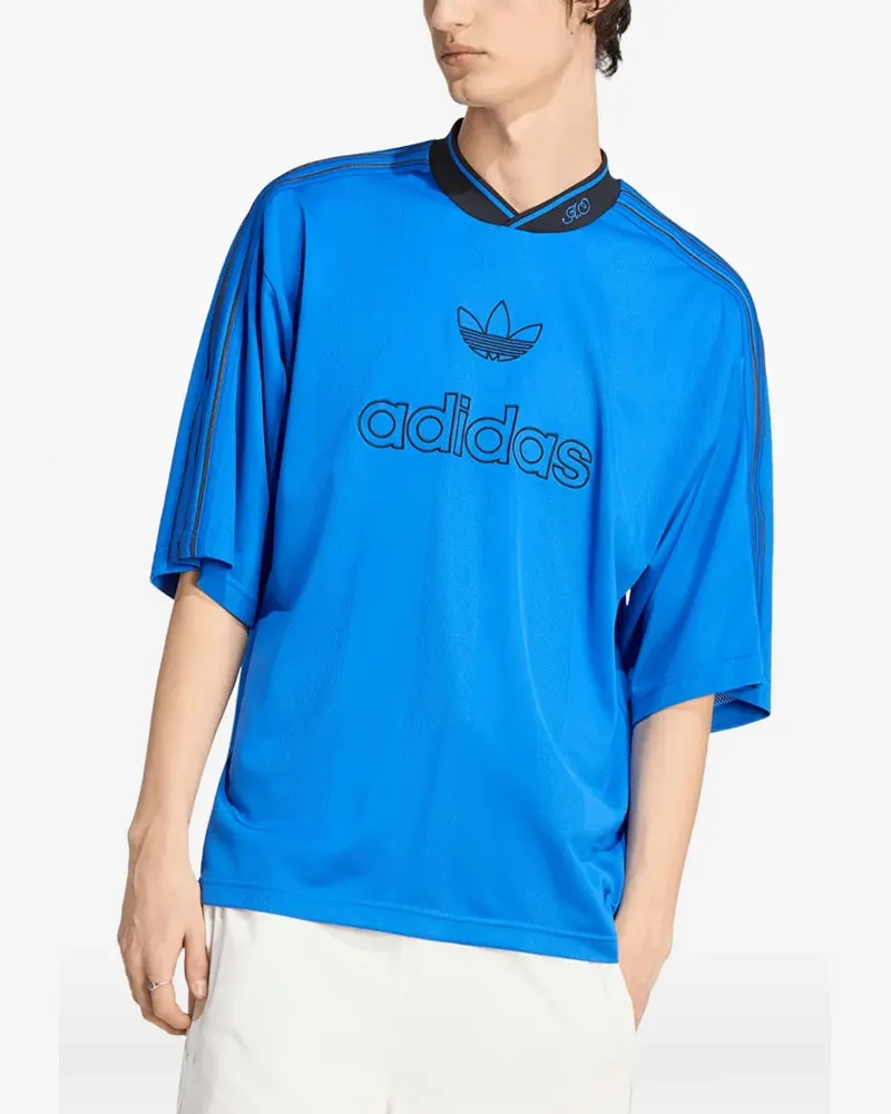 adidas logo-print oversized T-shirt - Blau Blau