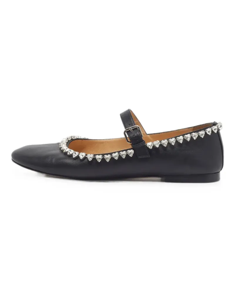 Mach & Mach crystal-embellished leather flat pumps - Schwarz Schwarz