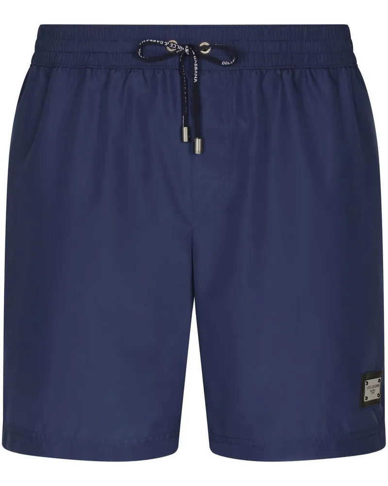 Dolce & Gabbana Badeshorts mit Logo-Schild - Blau Blau
