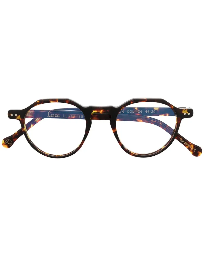 Lesca Brille mit rundem Gestell - Braun Braun