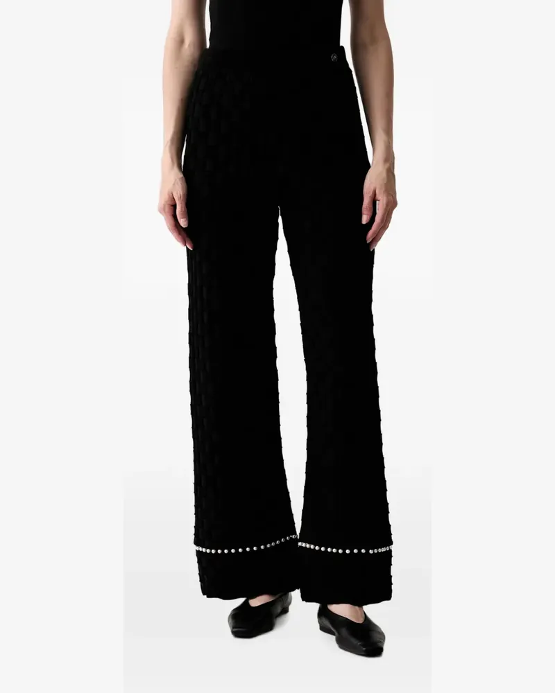 Karl Lagerfeld basket-weave faux-pearl-embellished trousers - Schwarz Schwarz