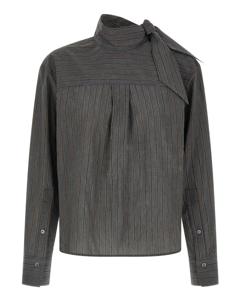 TELA Bluse mit Schleifenkragen - Grau Grau
