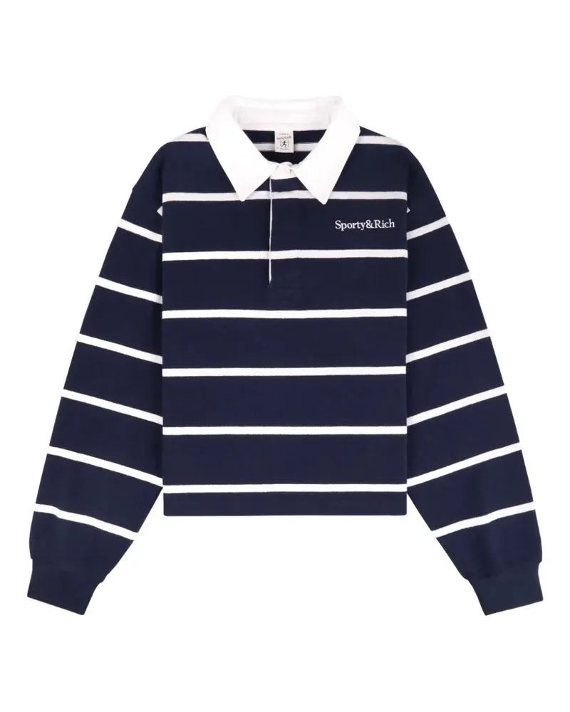 SPORTY & RICH Serif Logo Rugby-Poloshirt - Blau Blau