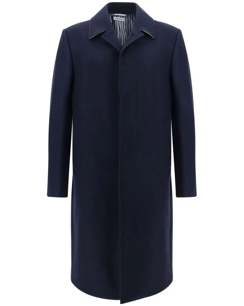 Thom Browne Classic Single-Breasted Melton Wool Overcoat - Blau Blau