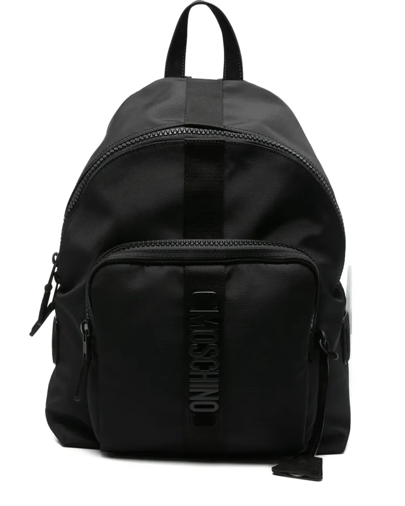 Moschino Rucksack mit Logo-Schild - Schwarz Schwarz