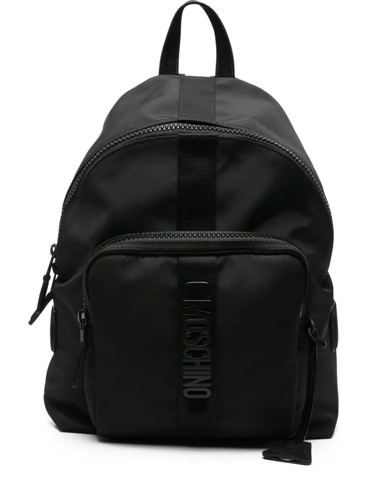 Moschino Rucksack mit Logo-Schild - Schwarz Schwarz