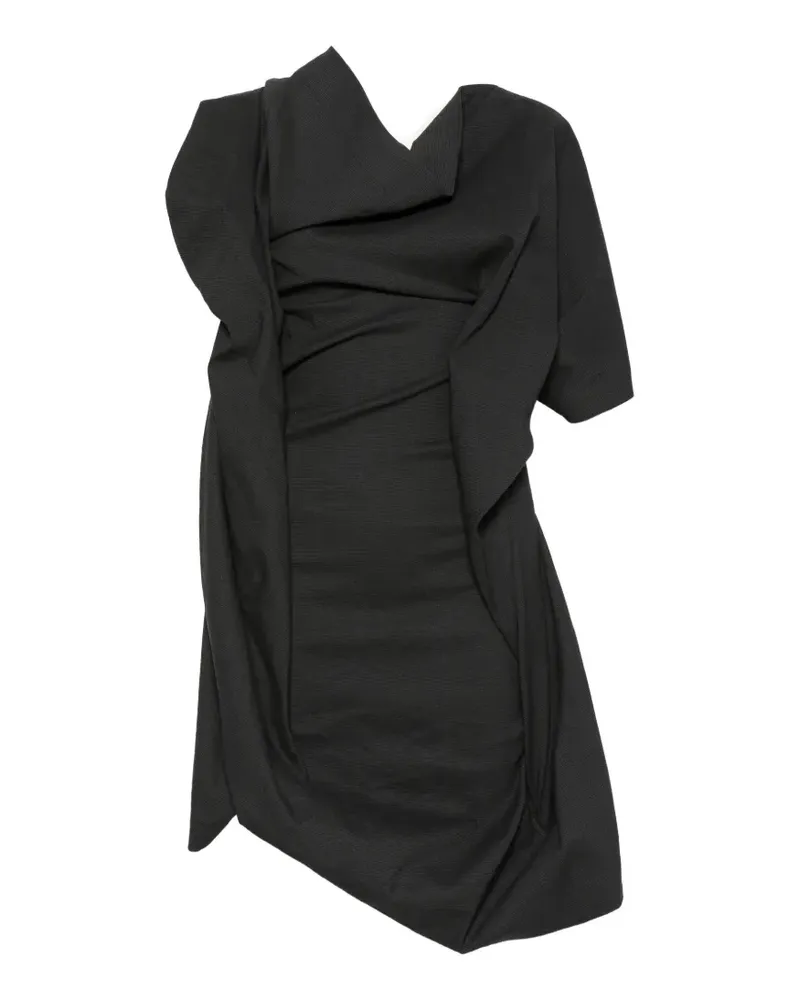 Issey Miyake asymmetric draped dress - Schwarz Schwarz