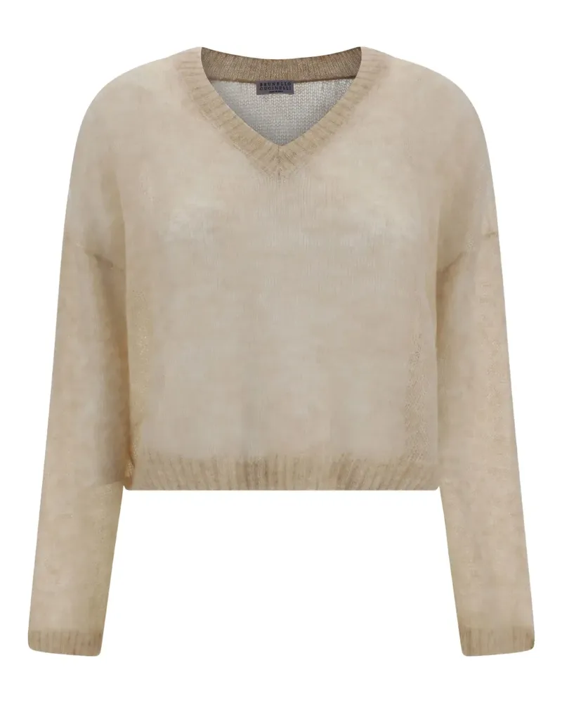 Brunello Cucinelli Pullover mit V-Ausschnitt - Nude Nude