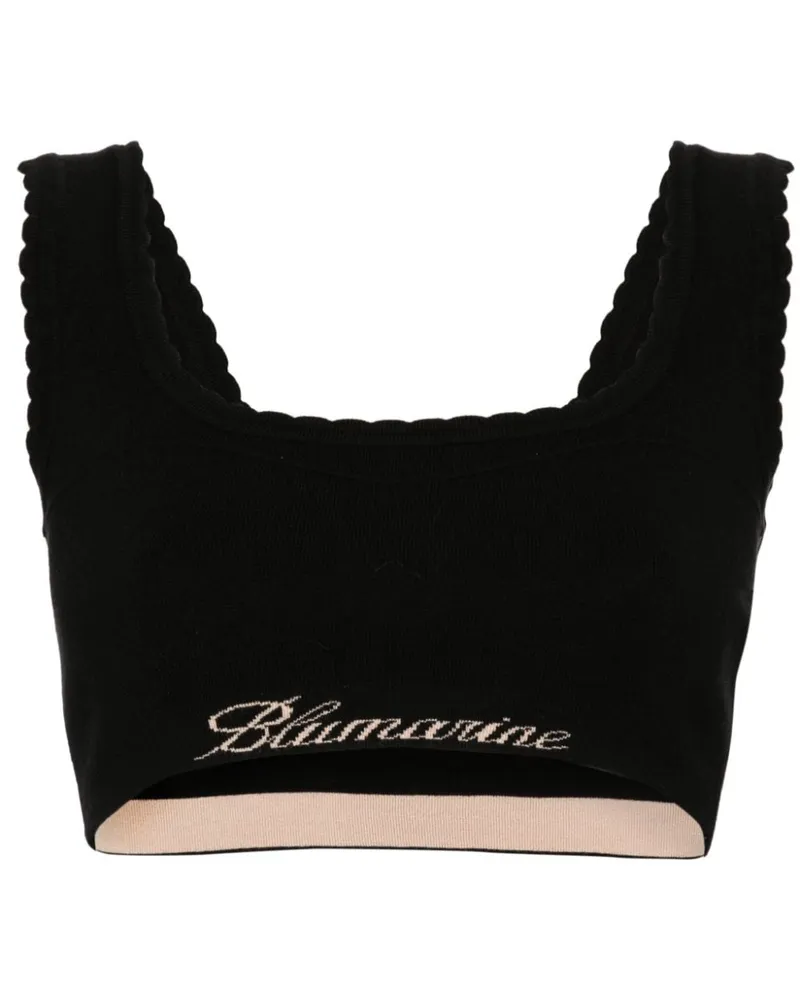 Blumarine Cropped-Oberteil aus Logo-Jacquard - Schwarz Schwarz